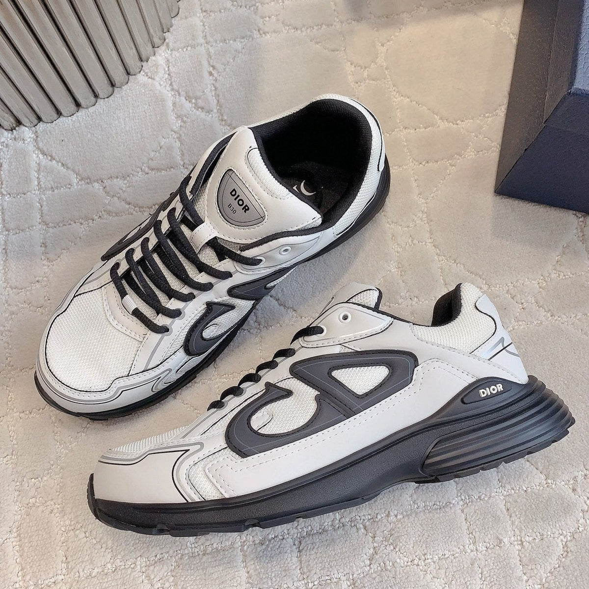 CD B30 Sneaker Gray Black Mix Blue Orange Polyester Mesh Fabric And Calfskin