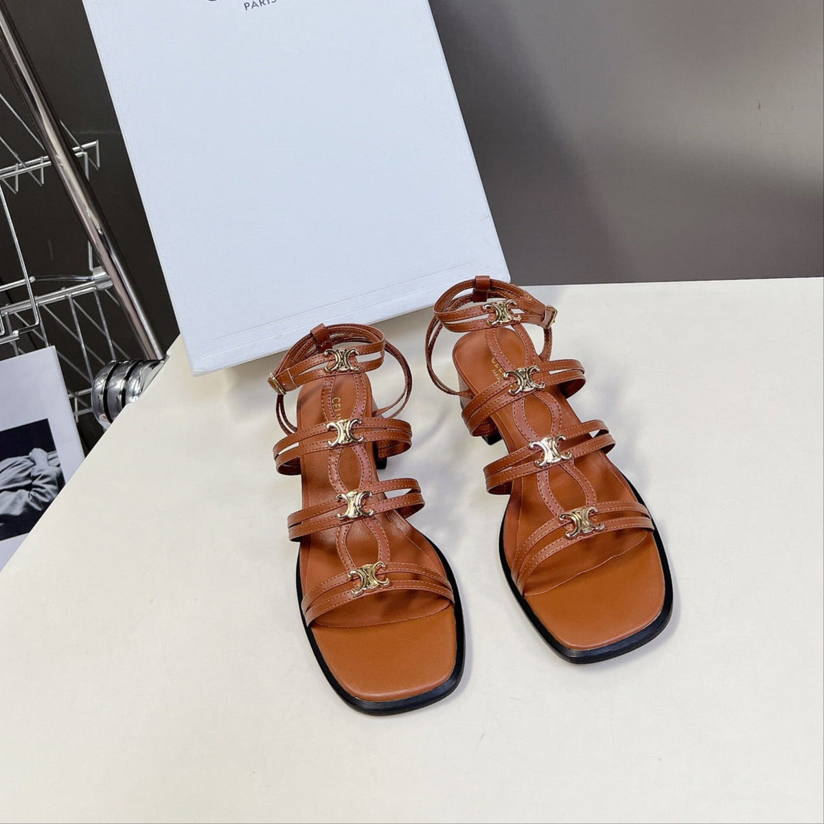CELINE Sandals Clemence Multi White Leather