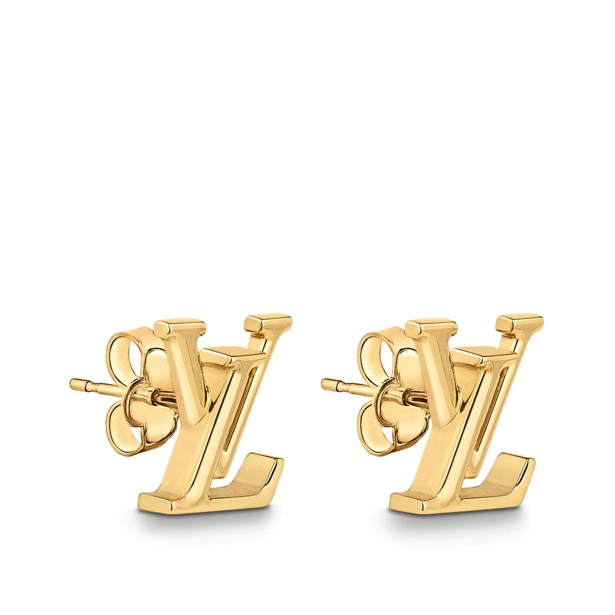 Louis Vuitton LV Earrings 18K Yellow Gold White