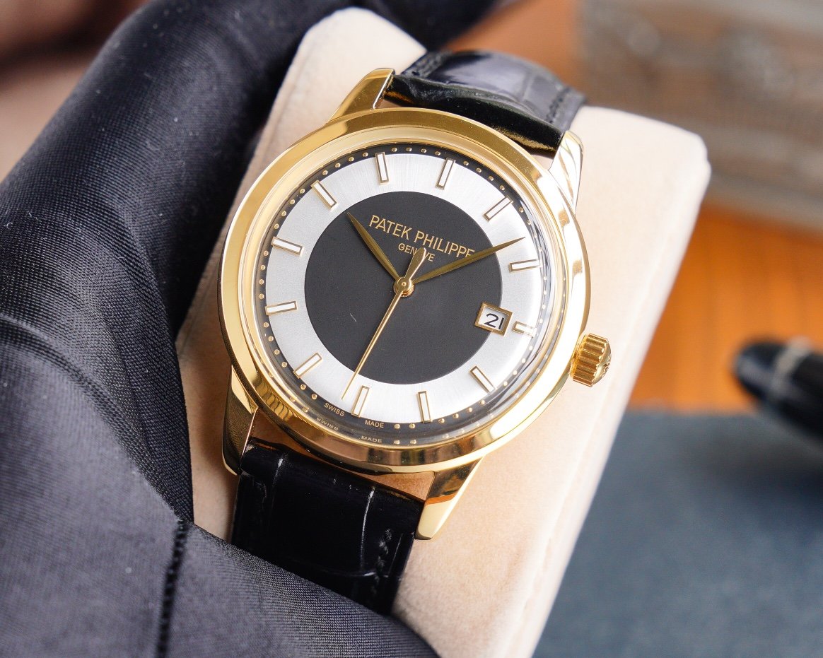 PATEK CALATRAVA 40 GOLD CASE BLACK WHITE DIAL
