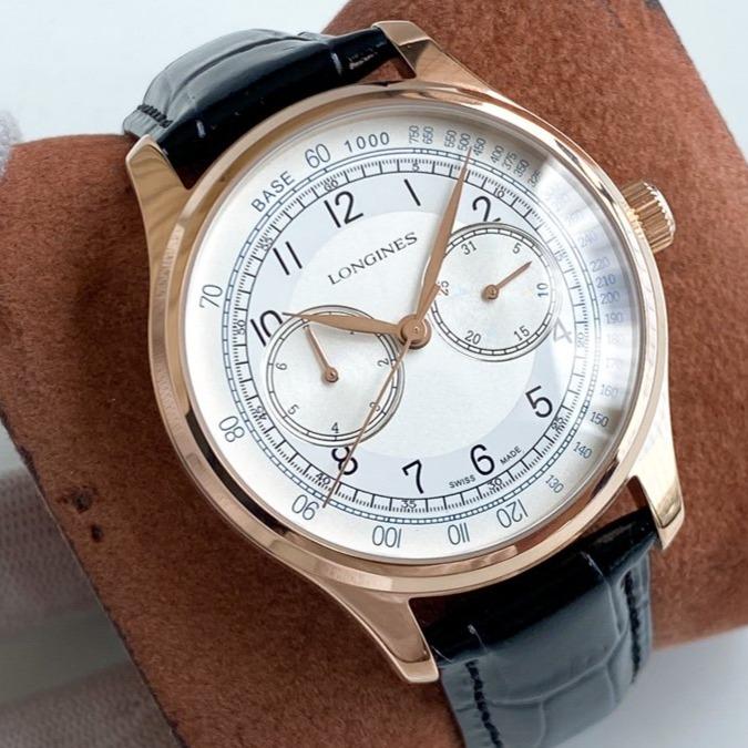 LONGINES 40MM ROSE GOLD DAY-DATE LEATHER