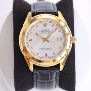 DATEJUST 40MM SMOOTH BEZEL GOLD CASE BLACK LEATHER