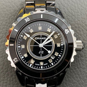 J12 38MM QUARTZ BLACK CERAMIC DIAMOND NUMERALS