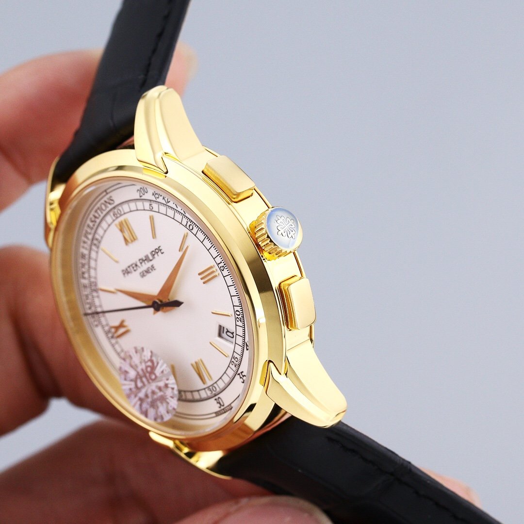PATEK CHRONOGRAPH GOLD CASE 5975 WHITE DIAL