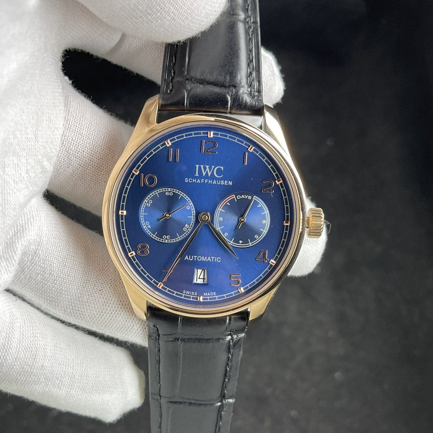 PORTUGUESE 7 DAYS 42MM ROSE GOLD CASE BLUE DIAL