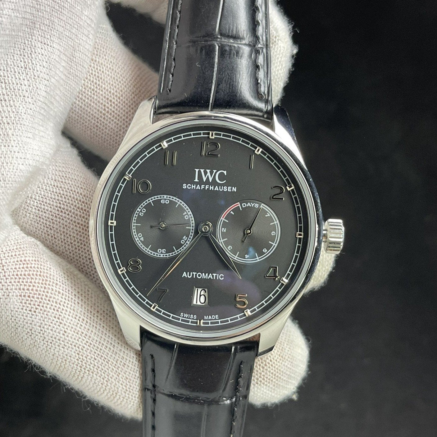 PORTUGUESE 7 DAYS 42MM STEEL CASE BLACK DIAL