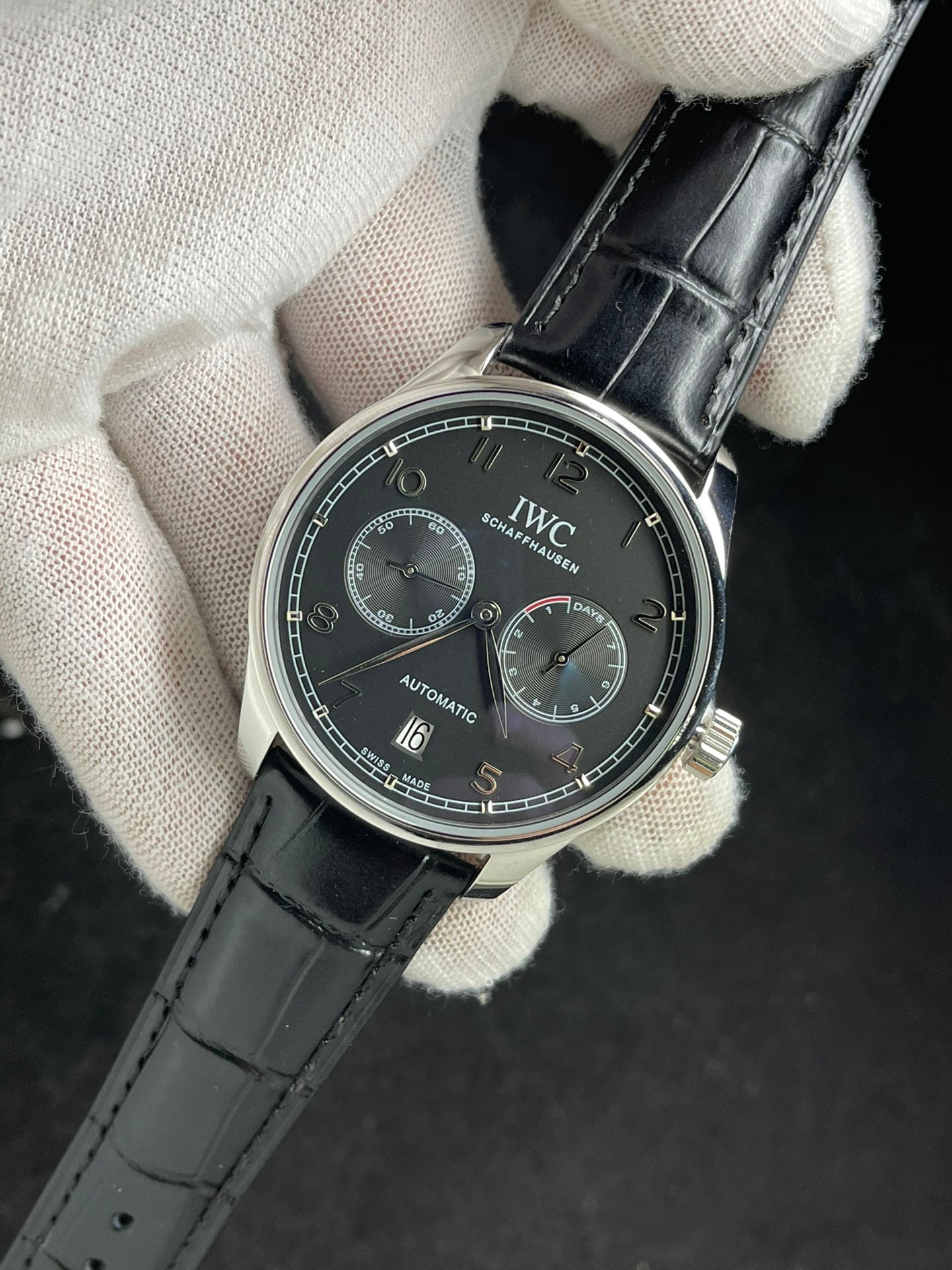 PORTUGUESE 7 DAYS 42MM STEEL CASE BLACK DIAL
