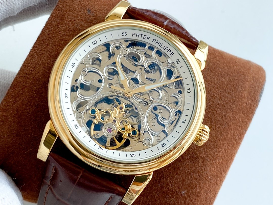 PATEK COMPLICATION GOLD CASE SKELETON DIAL