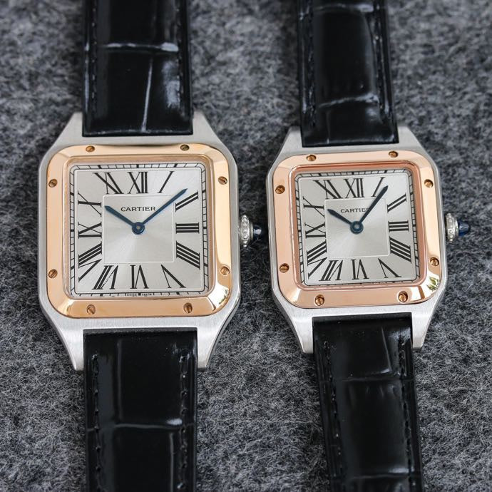 SANTOS DUMONT LADY PINK GOLD CASE LEATHER STRAP
