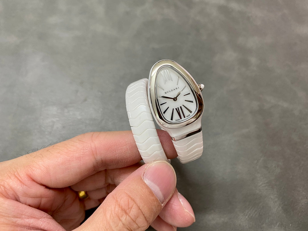 SERPENTI SPIGA WHITE CERAMIC SILVER