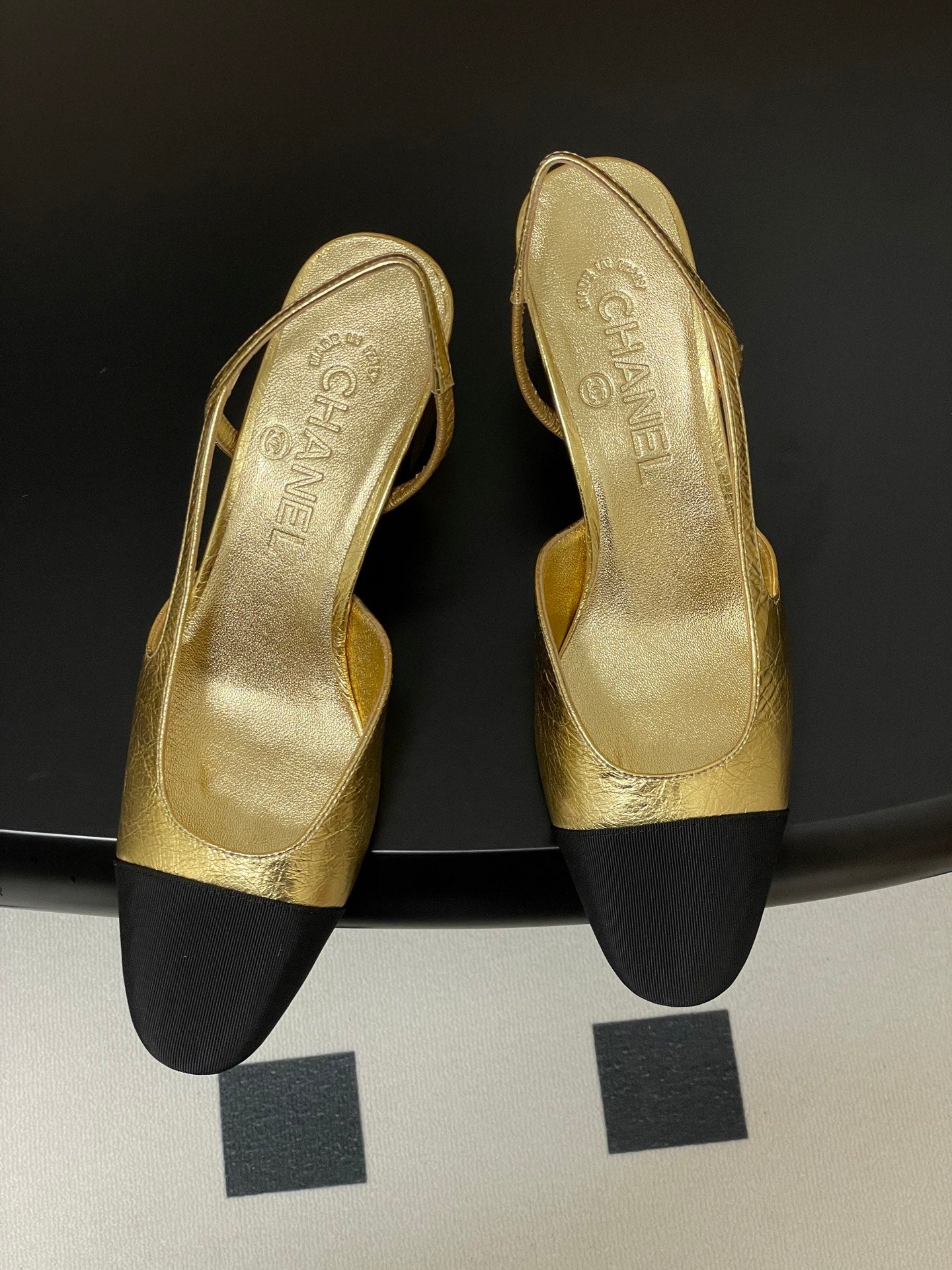 Chanel 2025 Slingback 65mm Gold Metalic Lambskin