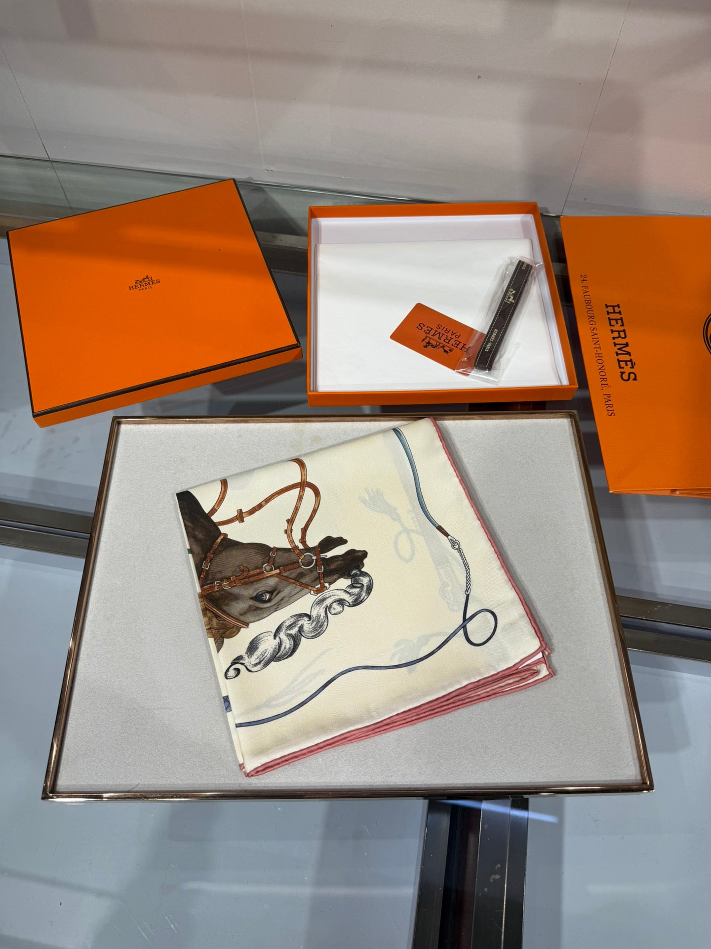 Hermes 2026 Grand Galop 90cm Scarf Cream mix colors Silk