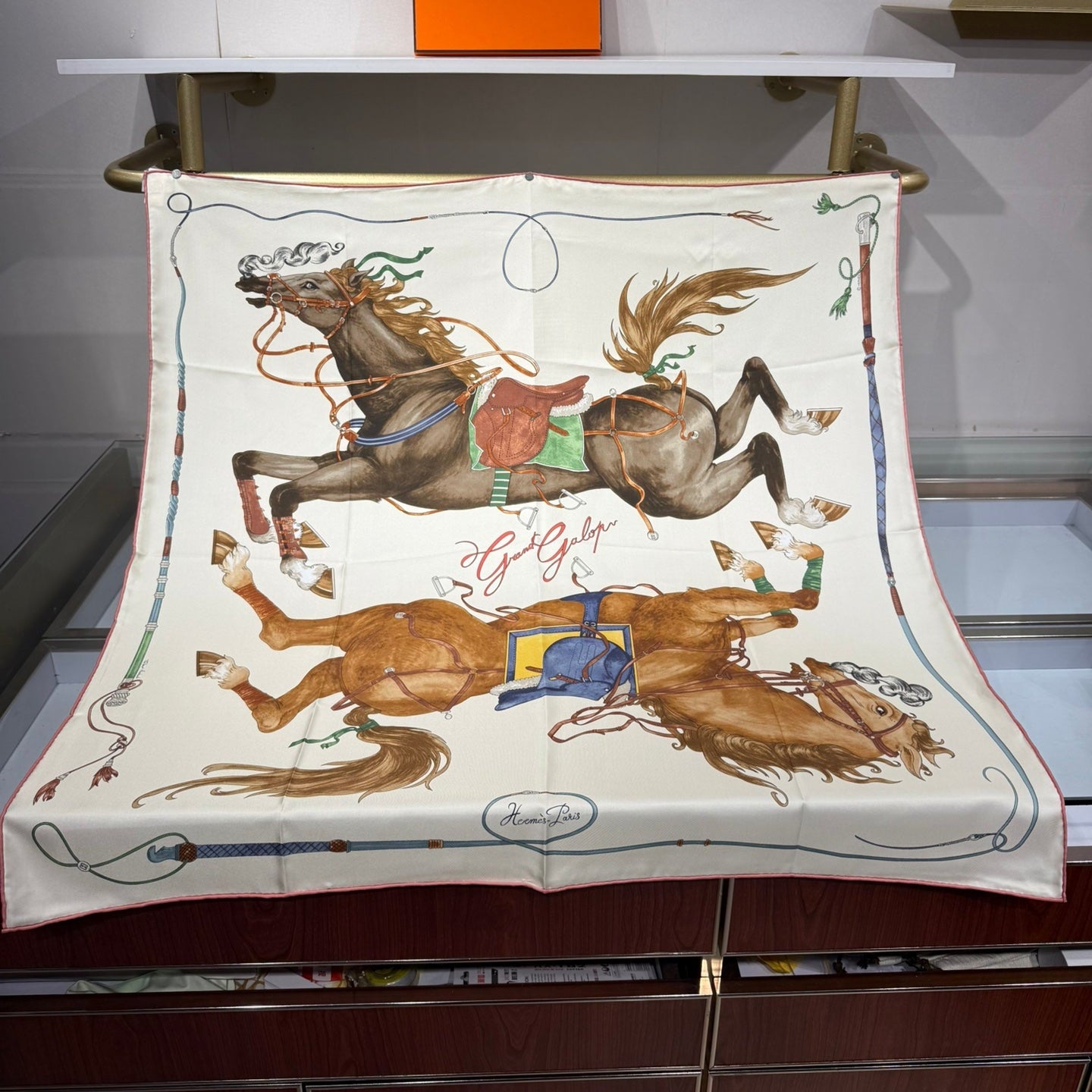 Hermes 2026 Grand Galop 90cm Scarf Cream mix colors Silk