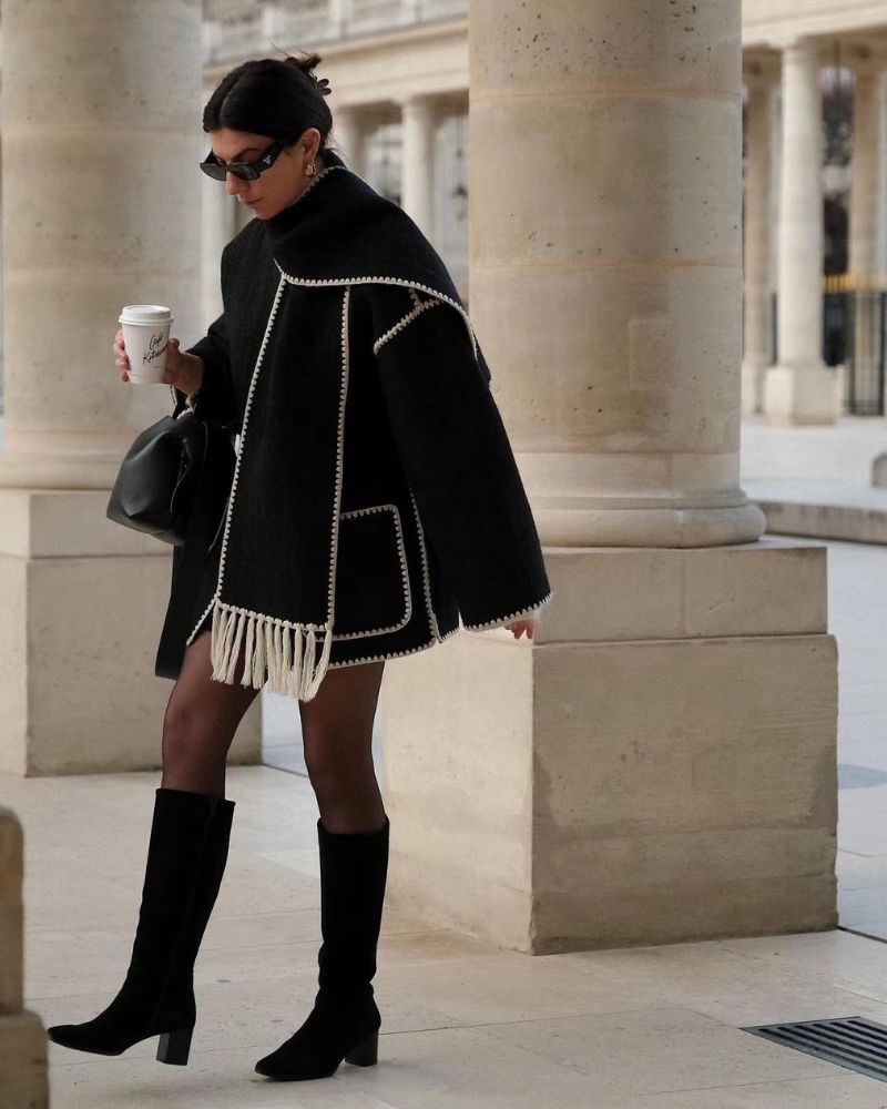 SUMA - Hepburn Style Woolen Cape Coat #VEV43065