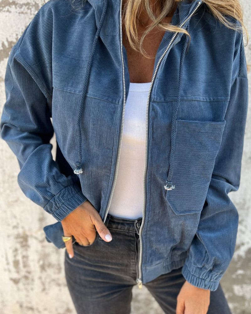 DANNA - Corduroy Hooded Zip Up Jacket amo8841