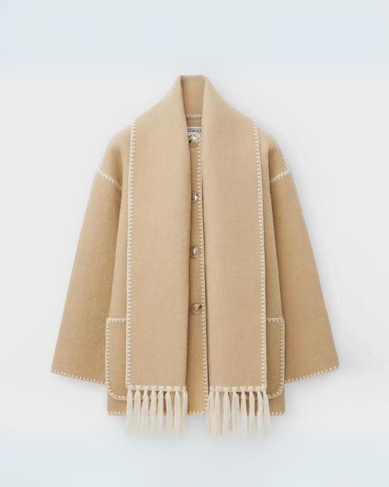 SUMA - Hepburn Style Woolen Cape Coat #VEV43065