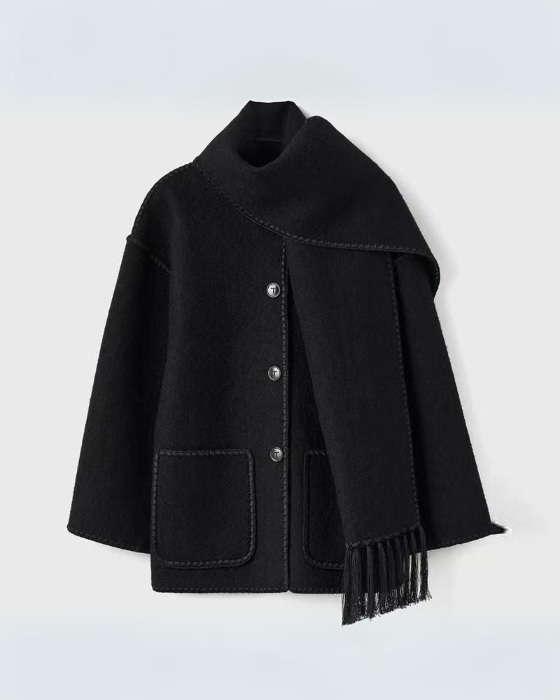 SUMA - Hepburn Style Woolen Cape Coat #VEV43065