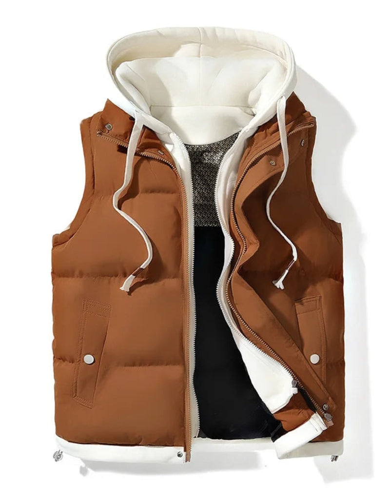 VELORA - Soft Shell Hooded Puffer Gilet VEV43052