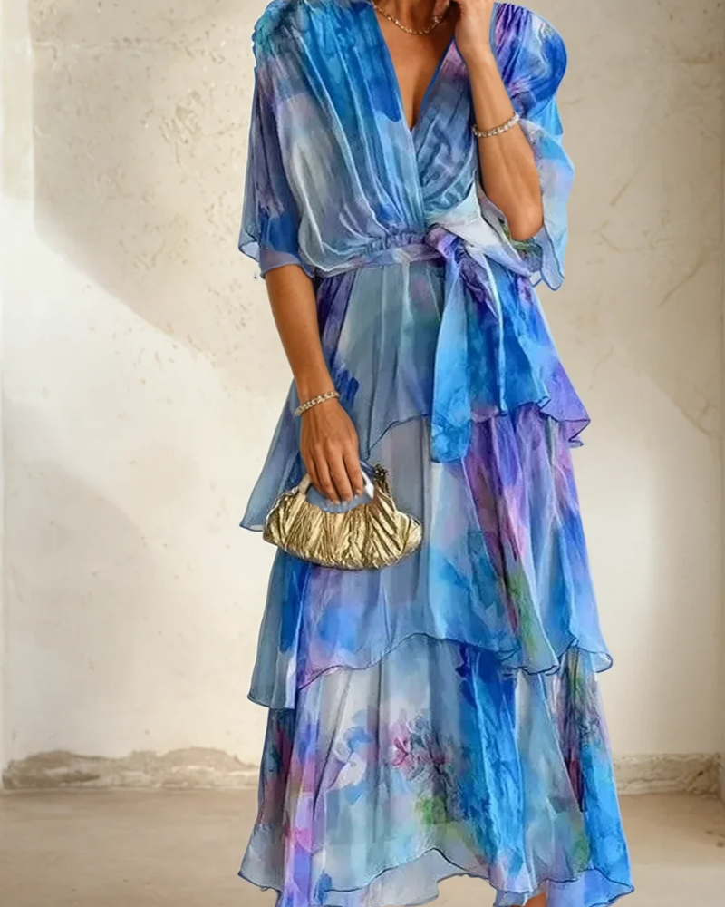MASARA - Floral Layer Dress #VEV29267