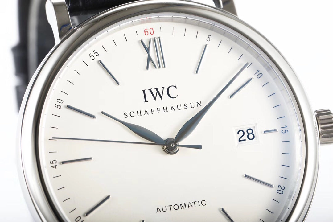 IWC Portofino 40mm Cream Dial Steel Case Black Crocodile Leather Strap