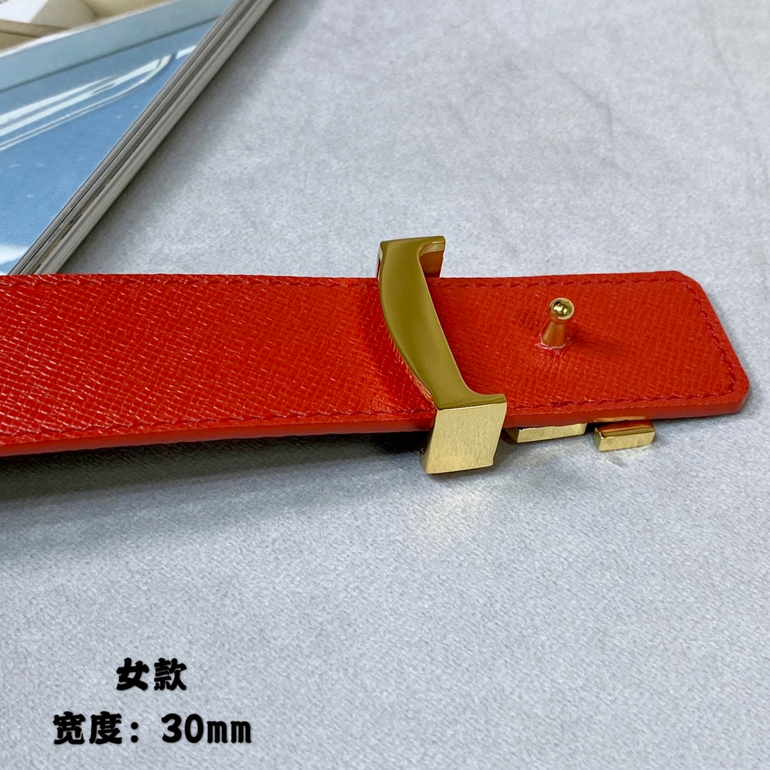 LV FLOWERGRAM 30MM REVERSIBLE BELT IN CHERRY RED CALFSKIN GOLD HARDWARE