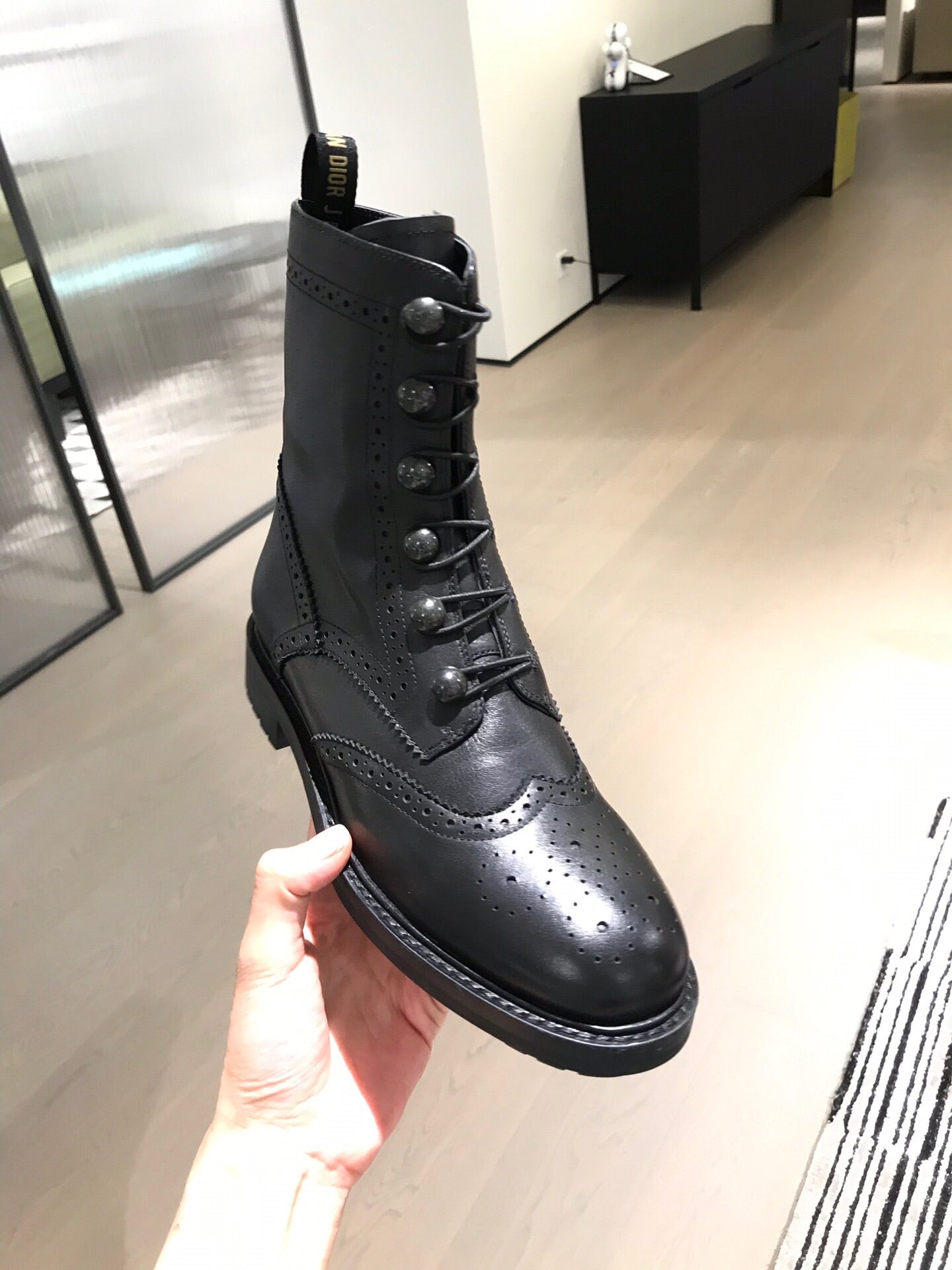 Dior 2026 Diorunit Combat Boots Black Leather 966677
