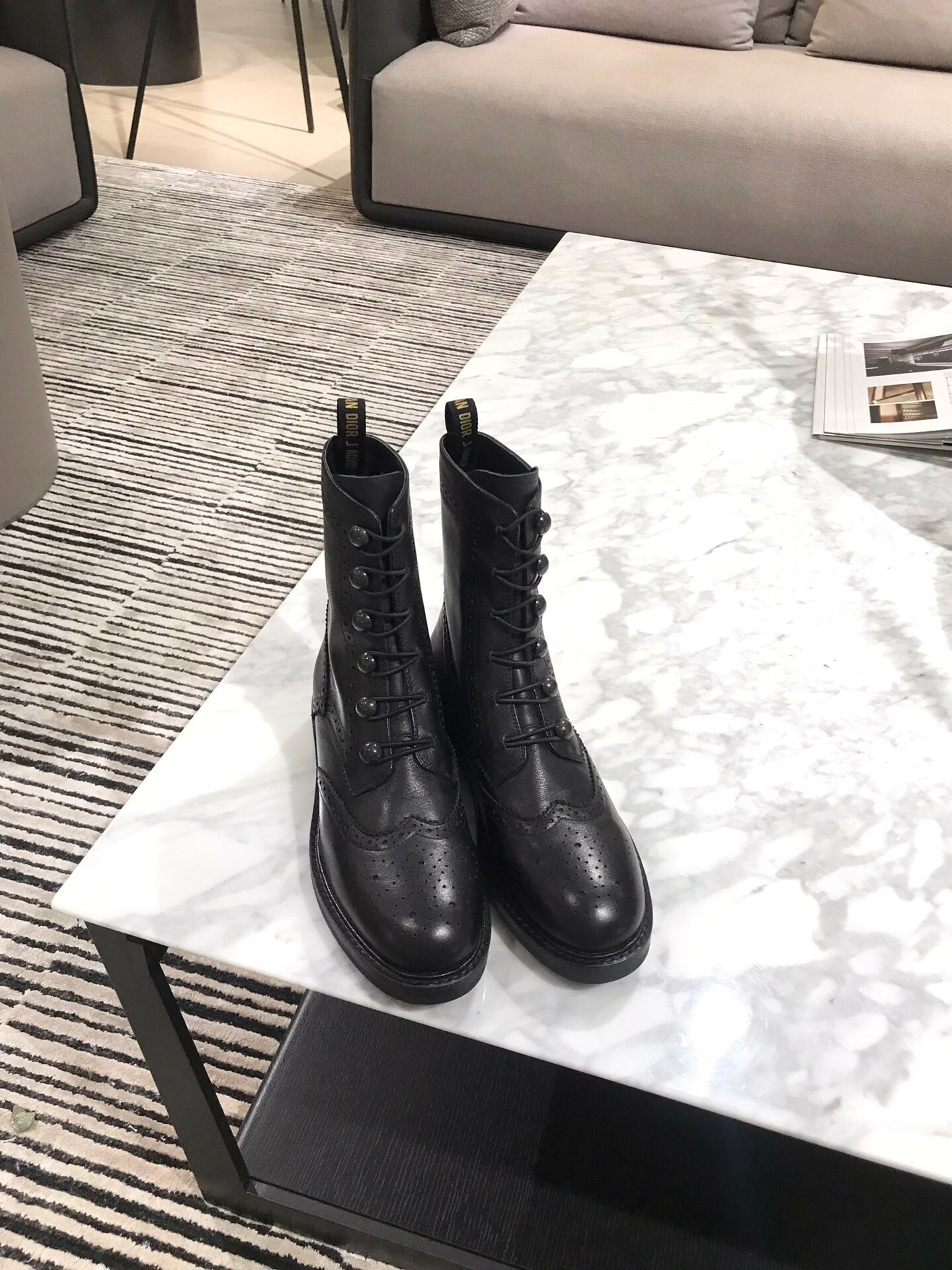 Dior 2026 Diorunit Combat Boots Black Leather 966677