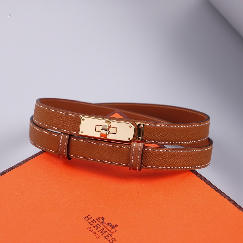 hm kelly belt 18mm gold calfskin pink gold buckle