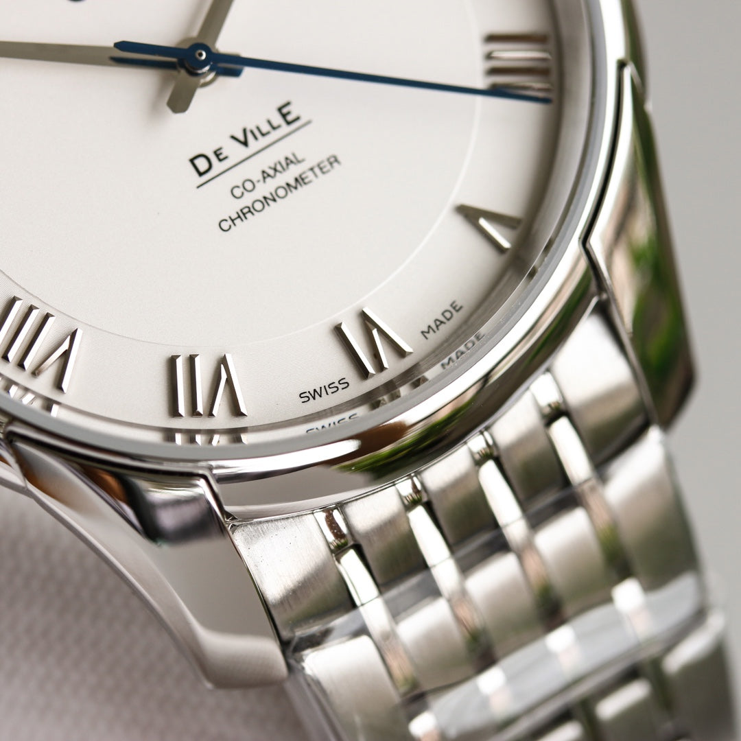 Omega De Ville Co-Axial Chronometer 41mm Watch White Dial Silver Strap