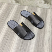 HM IZMIR SANDAL BLACK WITH WHITE MOTIF CALFSKIN