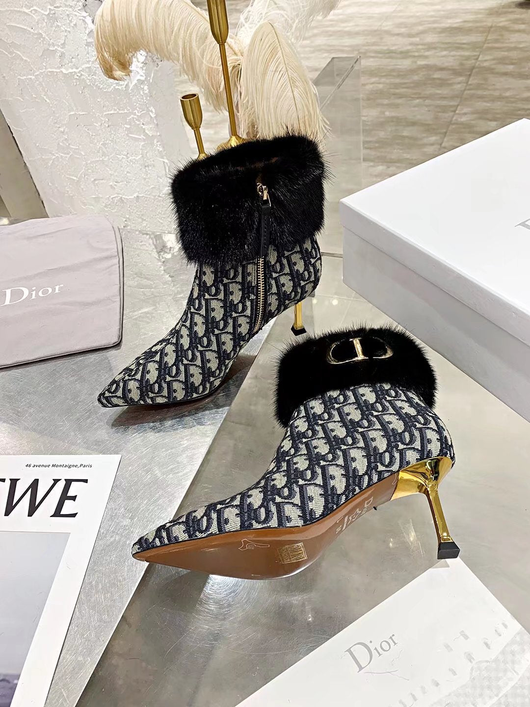 Dior 2026 Oblique Ankle Boots 70mm Fabric 966674