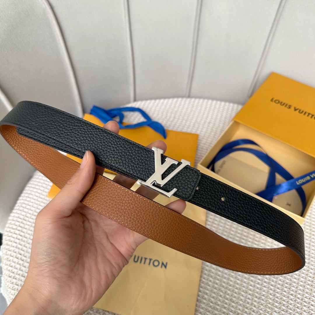 LV Reversible 30mm Belt Brown Black Taurillon Leather
