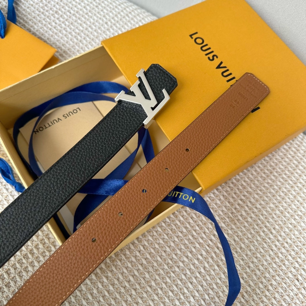 LV Reversible 30mm Belt Brown Black Taurillon Leather