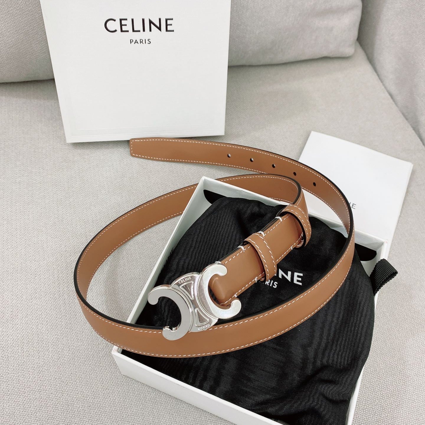 CL Sliver 25mm Triomphe Enamel Monogram Brown Calfskin 580678