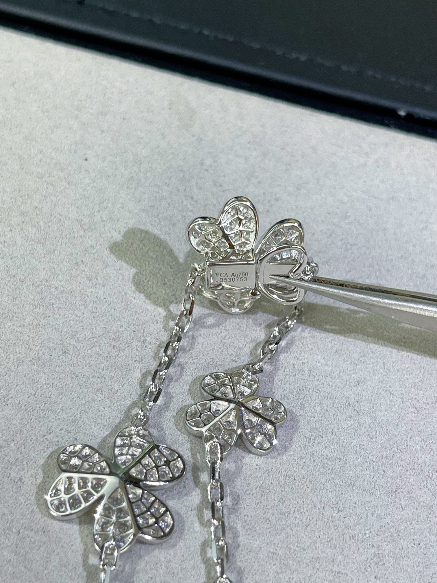 VCA Flower 5 Motifs Pink Mop Full Diamond Bracelet