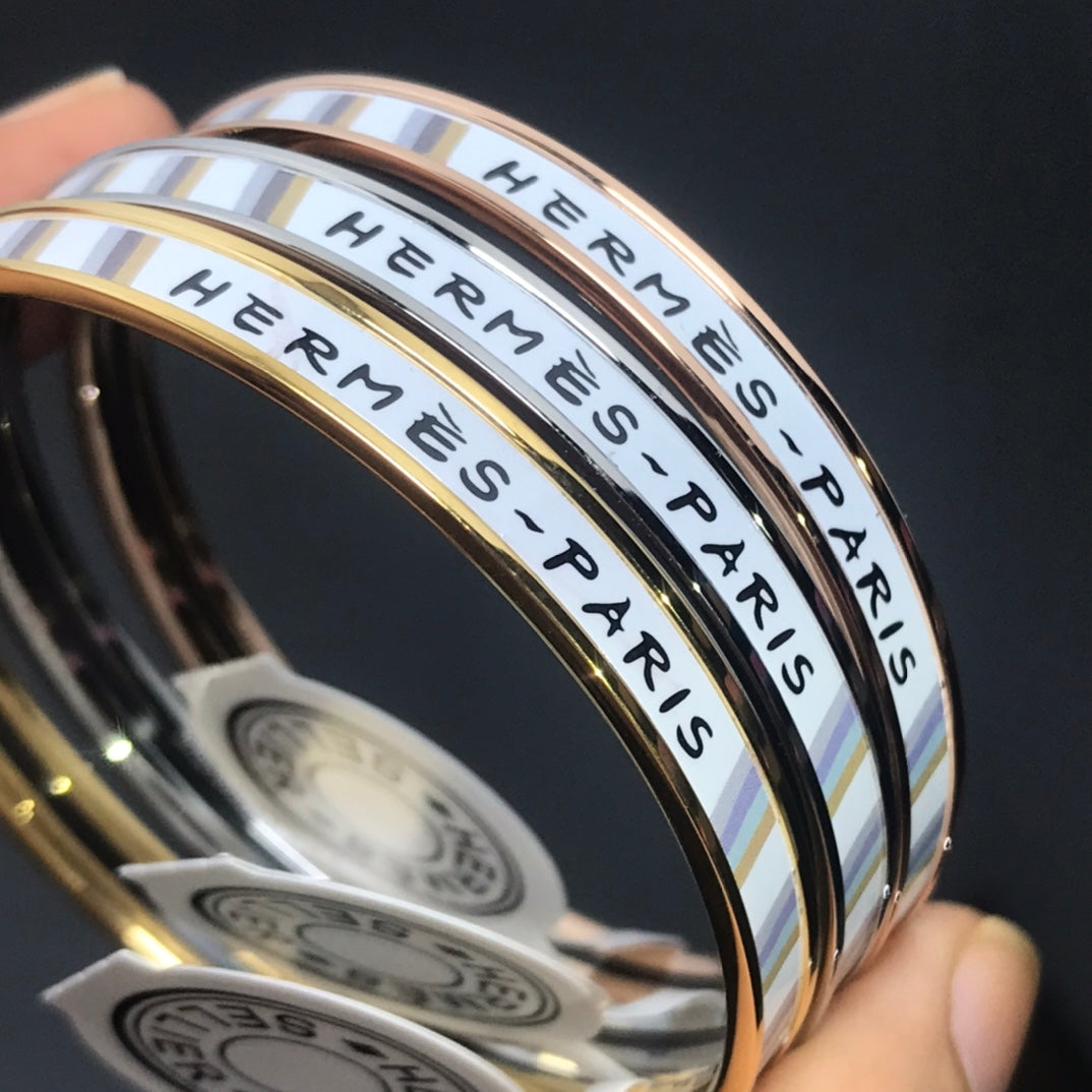 H Enamel Bangle White Bracelet