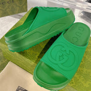 GC 25 Interlocking G 50mm Slide Sandal Green Cowhide 292382