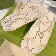 GC 25 Interlocking G 50mm Slide Sandal Monogram Beige Cowhide 292389