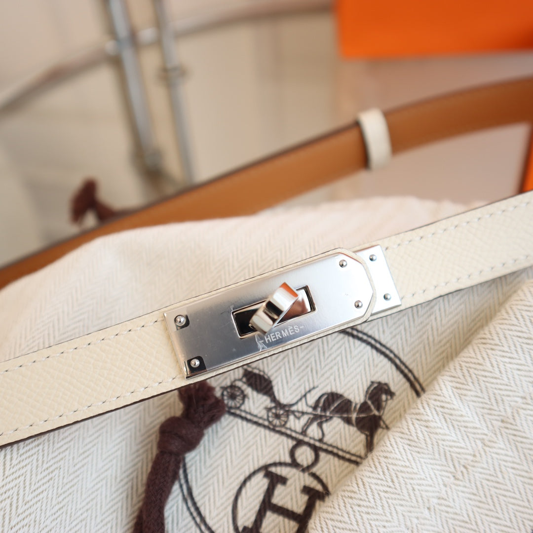 hm kelly belt 18mm white epsom leather