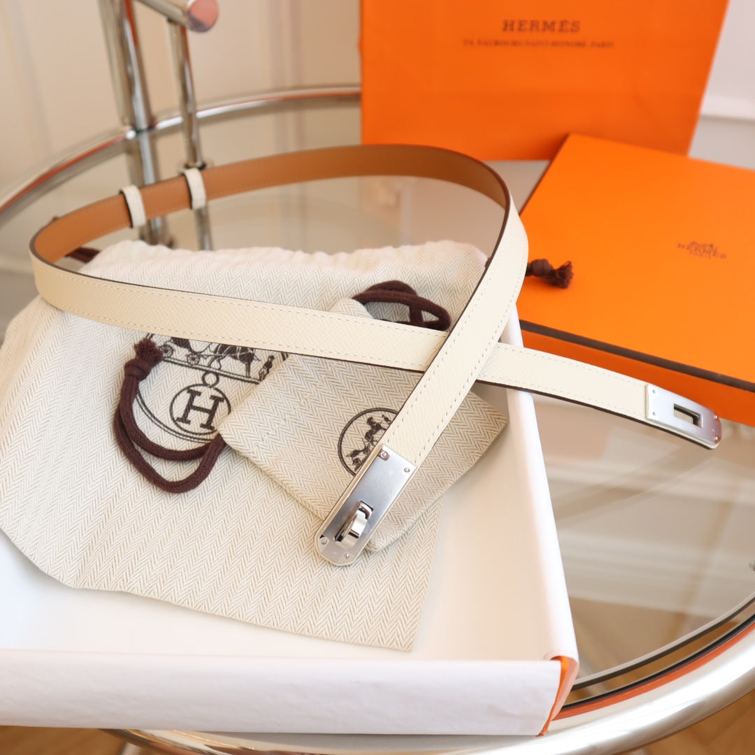 hm kelly belt 18mm white epsom leather