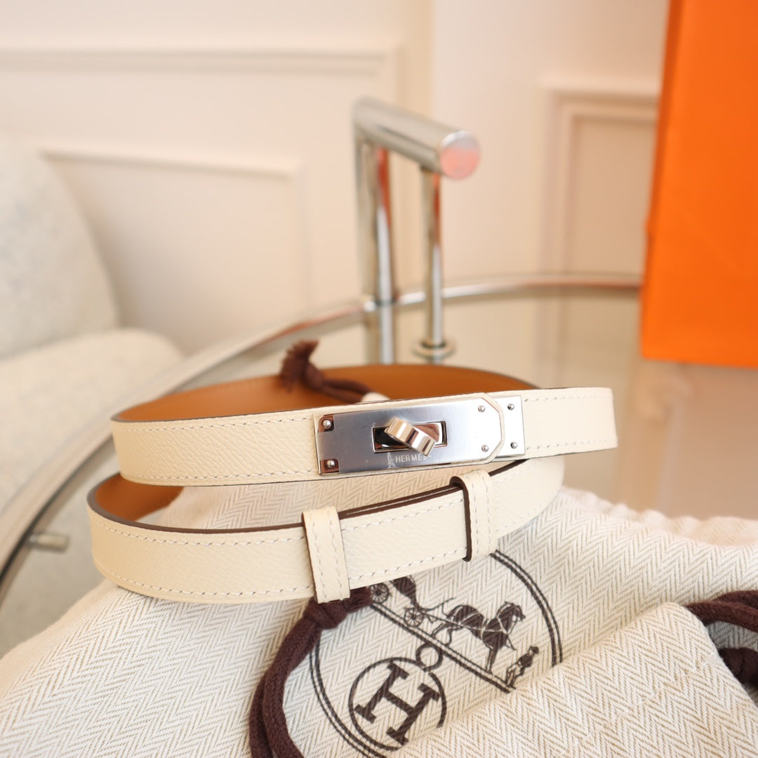 hm kelly belt 18mm white epsom leather