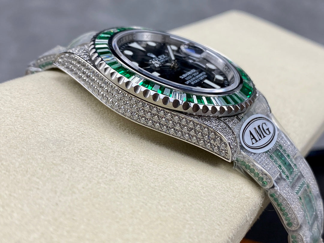 Rolex Submariner Date Green Black Dial Full Diamond