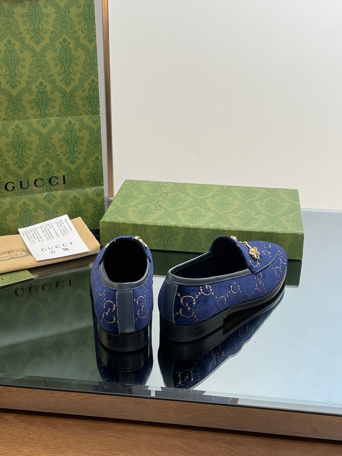 Gucci 2025 Jordaan GG Loafers Deep Blue Velvet