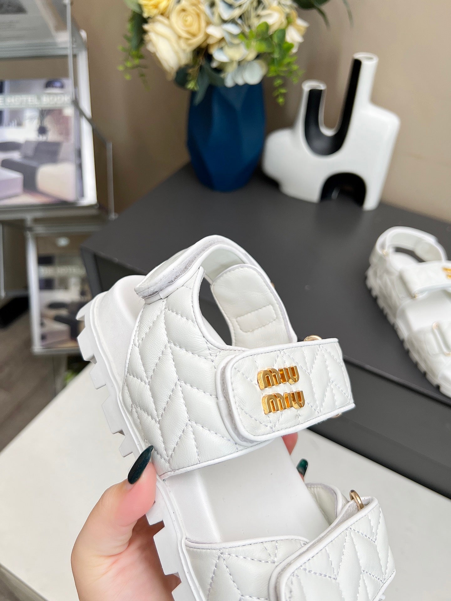 Miumiu 2026 Sporty Matelassé Nappa Sandals White Sheepskin 935595