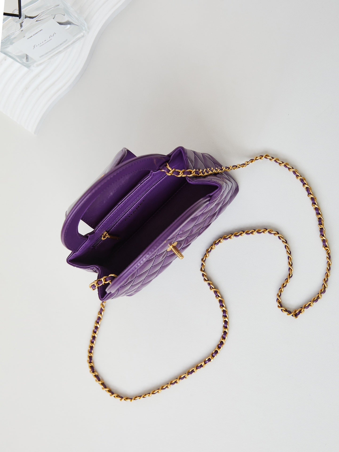 cc 24a nano 19cm kelly shopper bag purple lambskin
