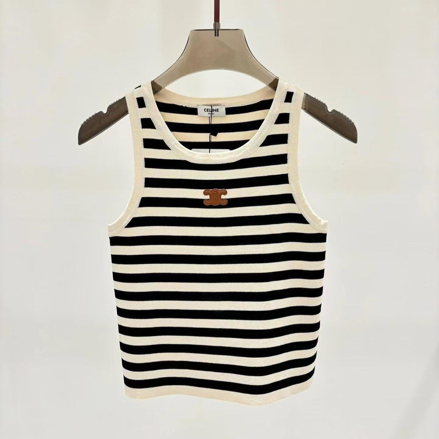 Celin Black Beige Stripe Tank Top