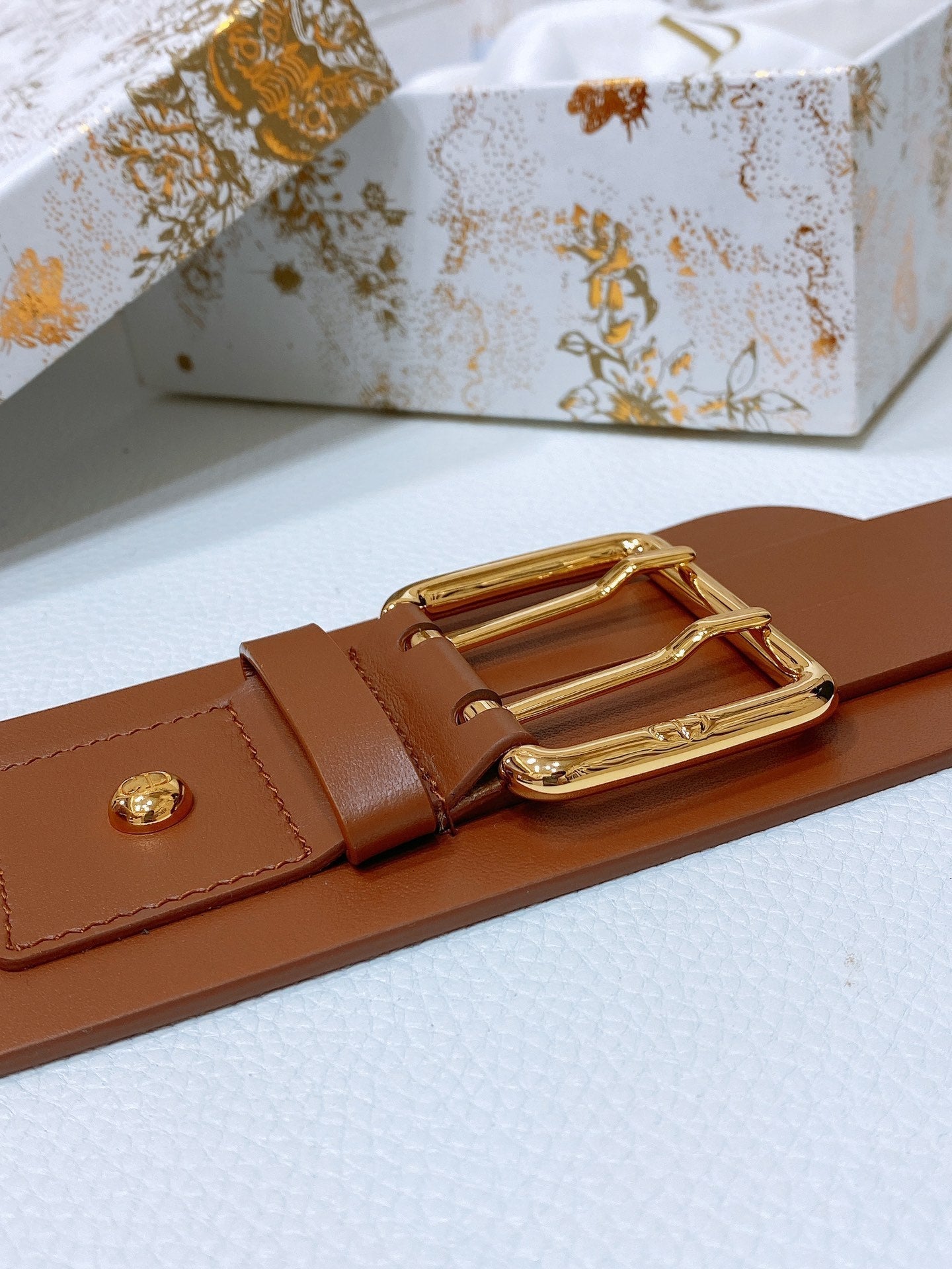 cd nolita belt brown lambskin gold buckle