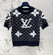 LV Flower T Shirt Black Polyamide Wool