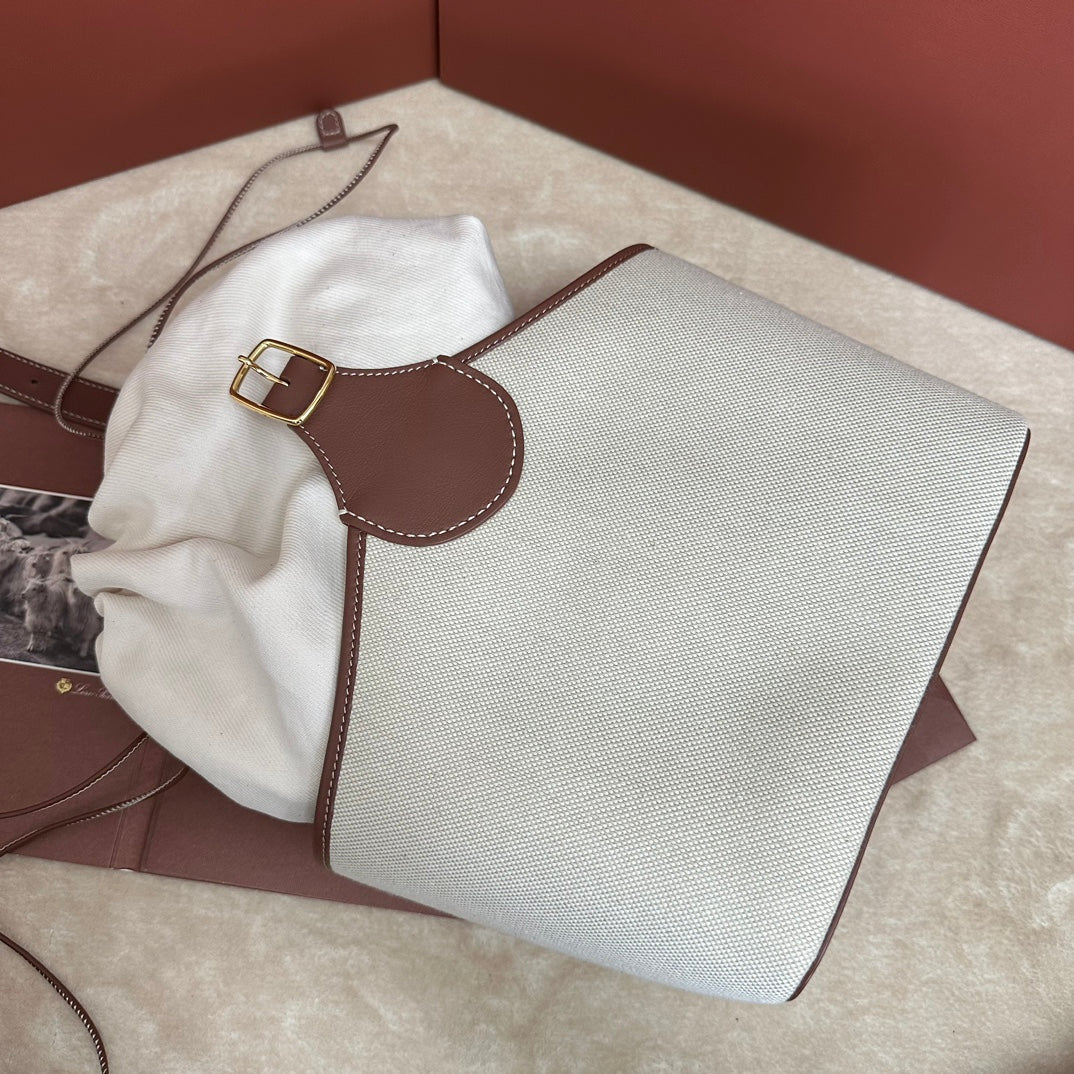 LP 2026 Bobbin Bucket Bag Natural/Caramel Sugar/Sun Gold Cotton Leather