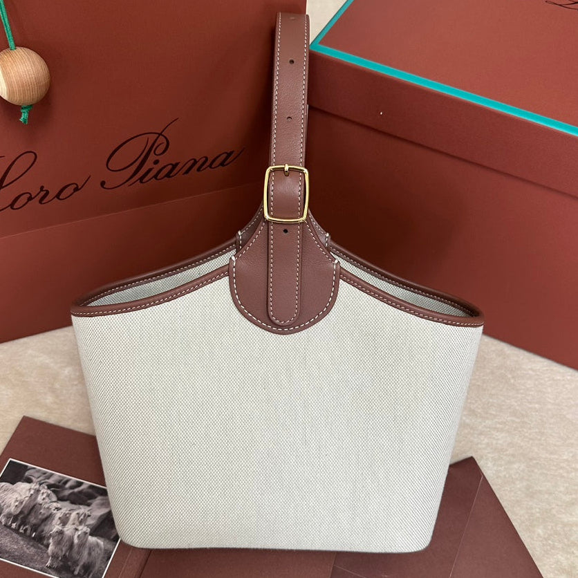 LP 2026 Bobbin Bucket Bag Natural/Caramel Sugar/Sun Gold Cotton Leather